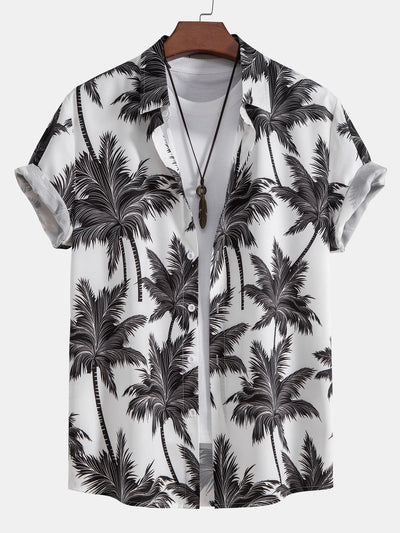 Tropical Palm Tree Print Shirt & Swim Trunks